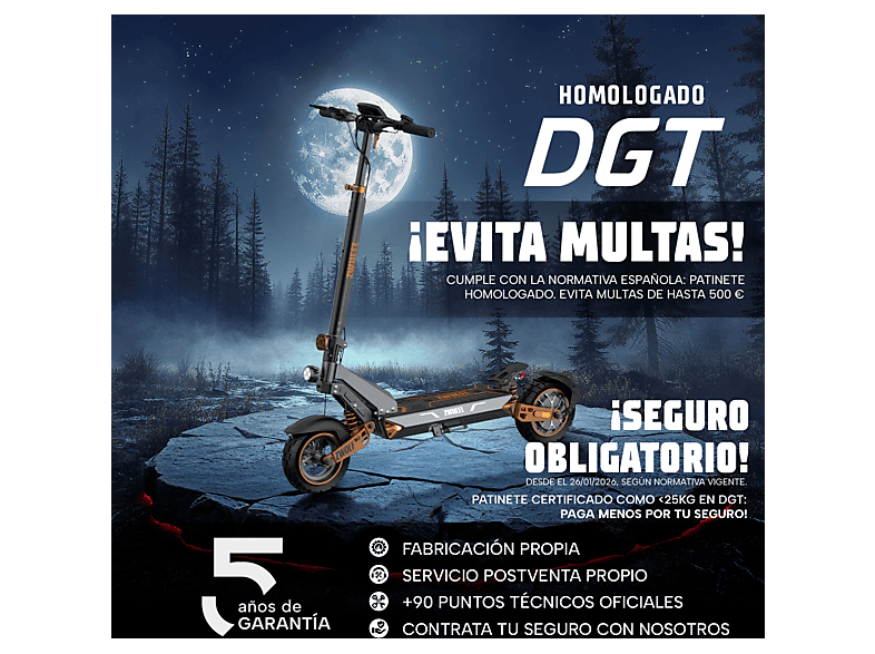ZWHEEL ZWolf Plus — Patinete eléctrico, Pot. máx. 2000 W, Carga máx. 120 kg, 20000 mAh, 70 km autonomía, vista 9