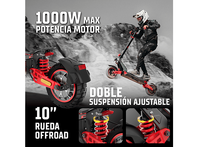 ZWHEEL ZWolf — Patinete eléctrico, Pot. máx. 1000 W, Carga máx. 120 kg, 15000 mAh, 50 km autonomía, vista 3