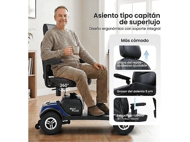 SWEETRICH Max Plus — Scooter eléctrico para adultos, 51,9 kg, azul, vista 9