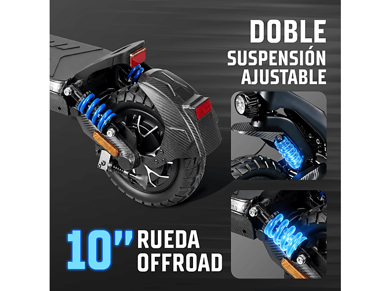 ZWHEEL ZLion Duo+ — Patinete eléctrico, Pot. máx. 2000 W, Carga máx. 120 kg, 17500 mAh, Negro, vista 3