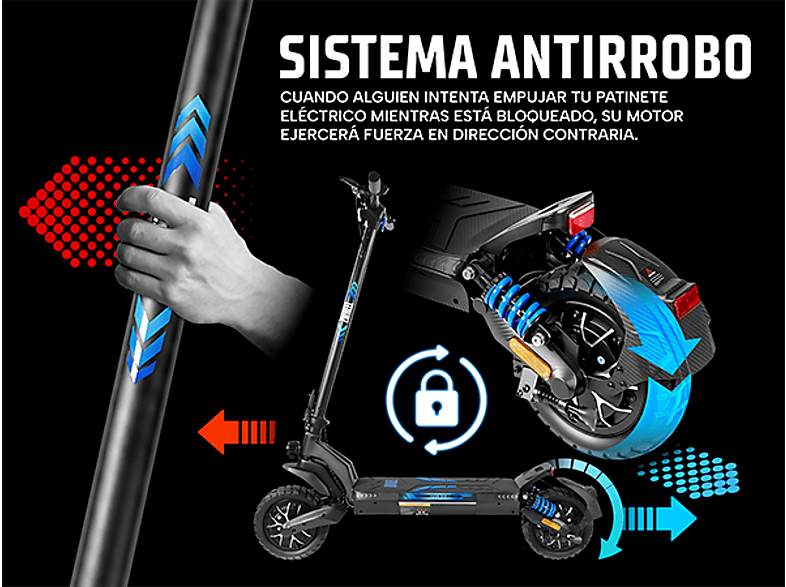 ZWHEEL ZLion Duo+ — Patinete eléctrico, Pot. máx. 2000 W, Carga máx. 120 kg, 17500 mAh, Negro, vista 8