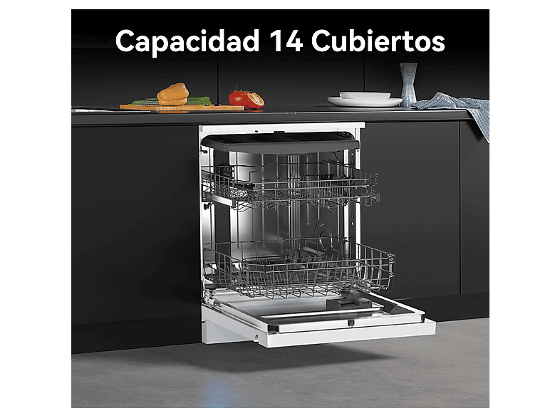 VOK EVD-14FCWADN — Lavavajillas libre instalación 60 cm, 14 servicios, 8 programas, 60 cm, Blanco, vista 7