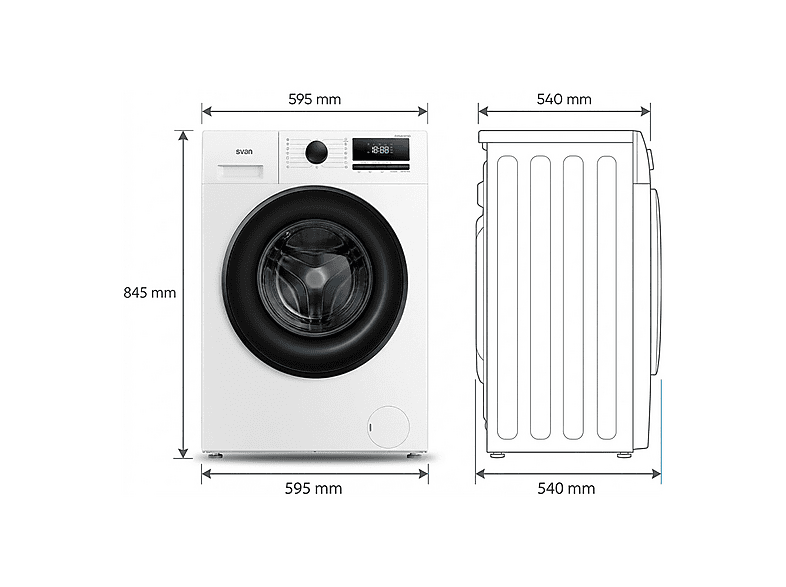 SVAN OL84ADW00 — Lavadora carga frontal, 8 kg, 15 programas, Blanco, vista 7
