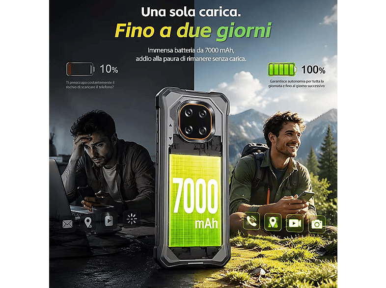 CUBOT — CUBOT KingKong ES 5, Grey, Móvil Android, 256 GB, 12 GB RAM, 6,88" IPS, Unisoc SC T620, 7000 mAh, Octa-Core Processor - 64 Bits, vista 3