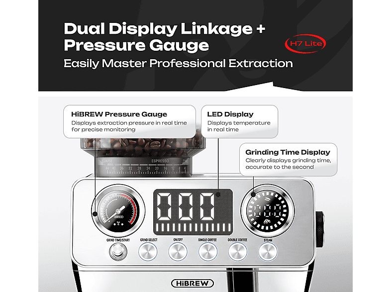 HIBREW H7 Lite — Cafetera express, Blanco, vista 4