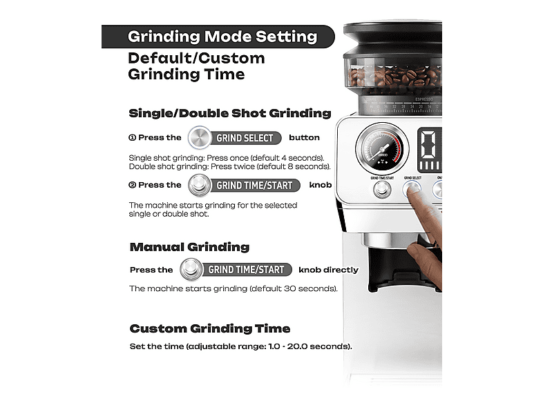 HIBREW H7 Lite — Cafetera express, Blanco, vista 7