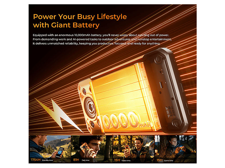 OUKITEL WP500 — Smartphone, 1 TB, 12 GB RAM, 10000 mAh, naranja, vista 4
