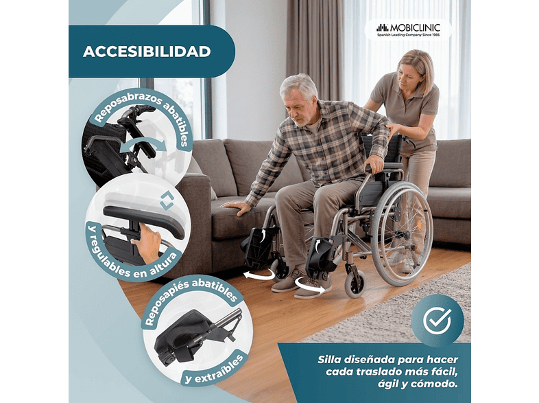 MOBICLINIC Trevi — Silla de ruedas, Negro, vista 5