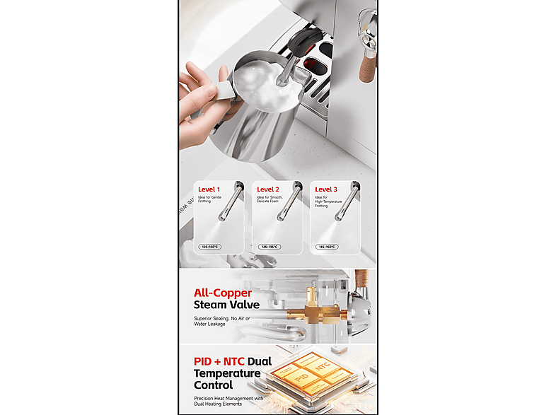 HIBREW H13-Plata — Cafetera express, 1350 W, vista 2