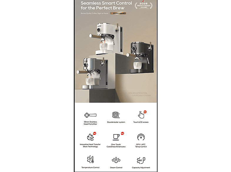 HIBREW H13-Plata — Cafetera express, 1350 W, vista 5