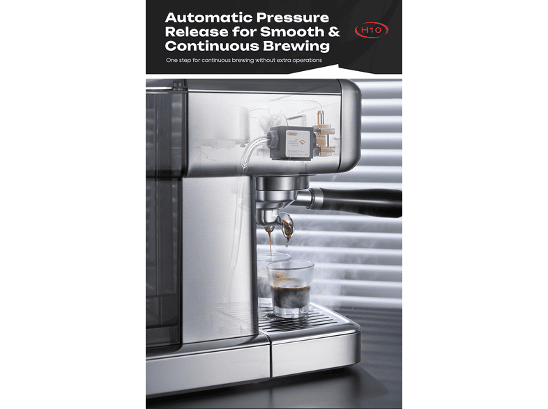 HIBREW H10 — Cafetera express, 1350 W, plata, vista 4