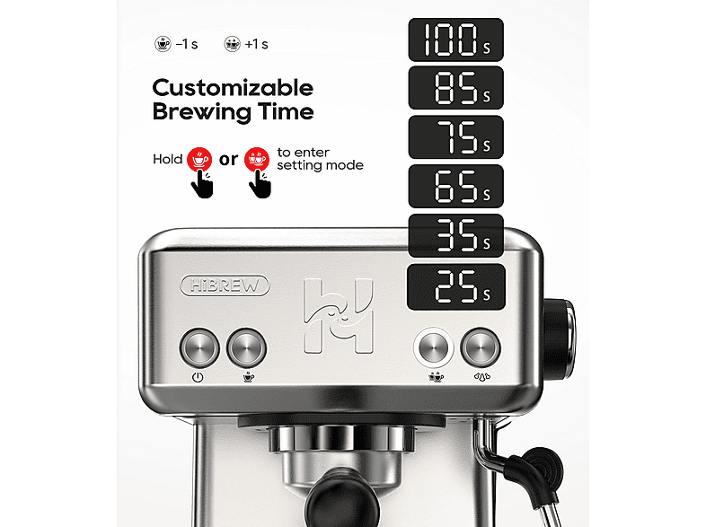 HIBREW H10 — Cafetera express, 1350 W, plata, vista 5