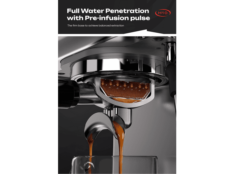 HIBREW H10 — Cafetera express, 1350 W, plata, vista 6