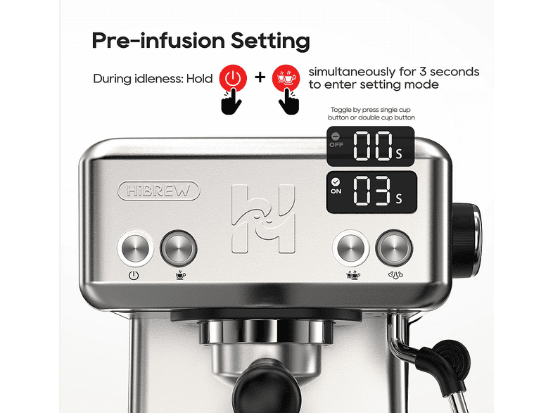 HIBREW H10 — Cafetera express, 1350 W, plata, vista 9