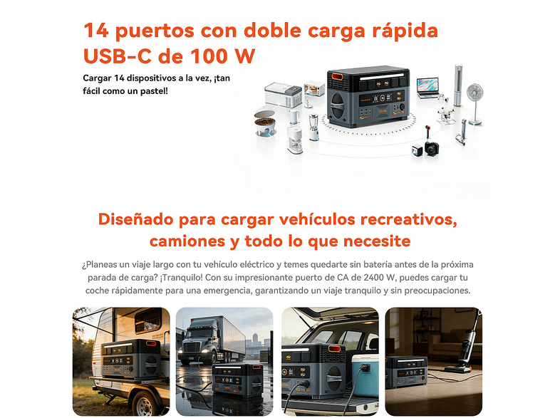 OSCAL PowerMax 2400 SE Con 1 panel solar de 400W — Estación de energía, vista 10