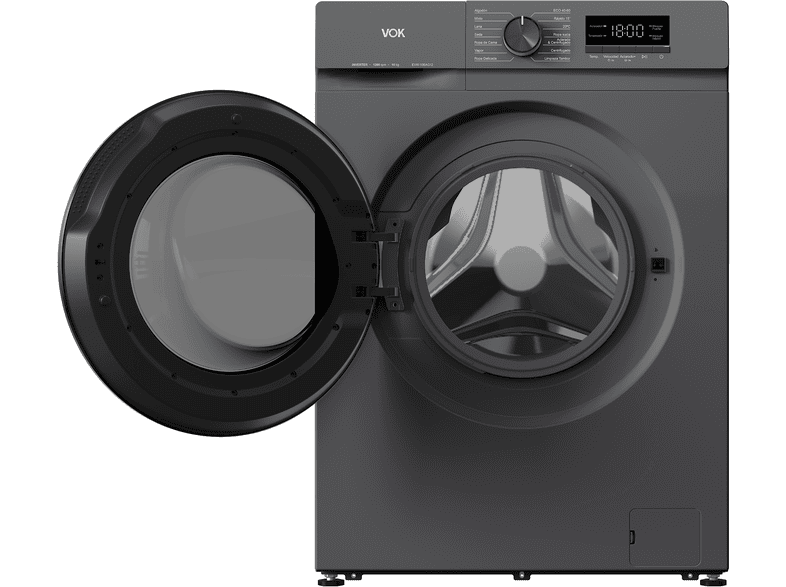 VOK EVW-10BAGL2412 — Lavadora de carga frontal, 10 kg, 14 programas, Gris, 1200 rpm, vista 4