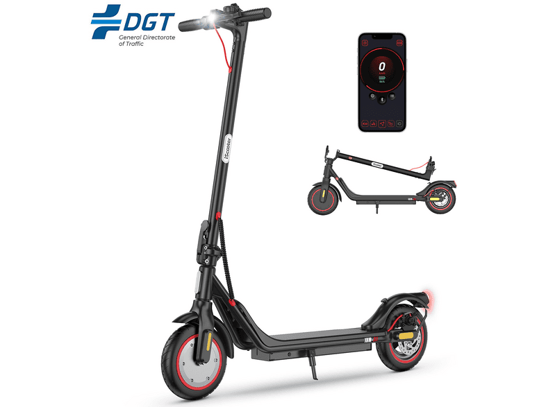 ISCOOTER i8m DGT-Negro — Patinete eléctrico, Pot. máx. 500 W, Carga máx. 120 kg, 187,2 Wh