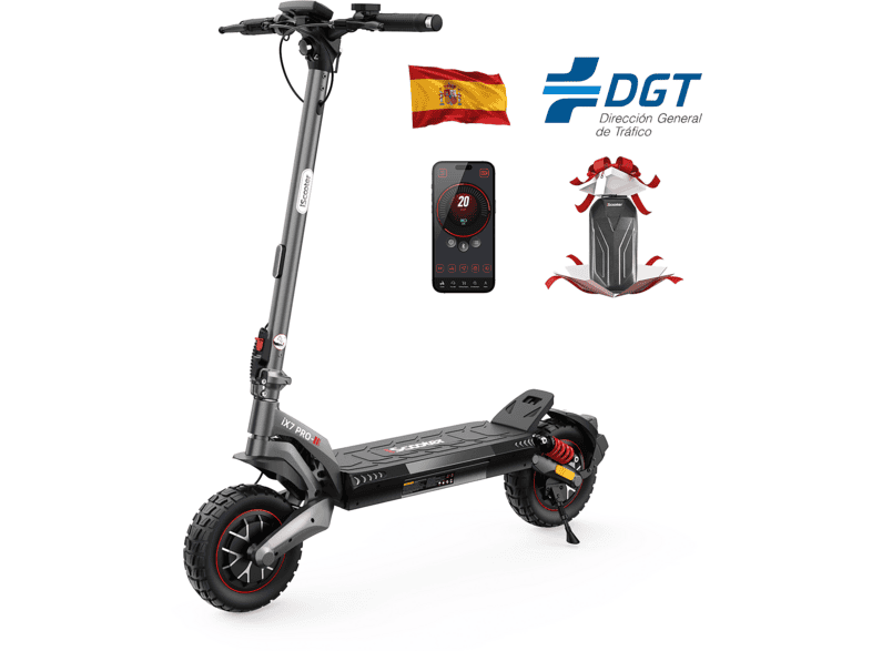 ISCOOTER iX7 pro DGT-Negro — Patinete eléctrico, Pot. máx. 1000 W, Carga máx. 150 kg, 720 Wh