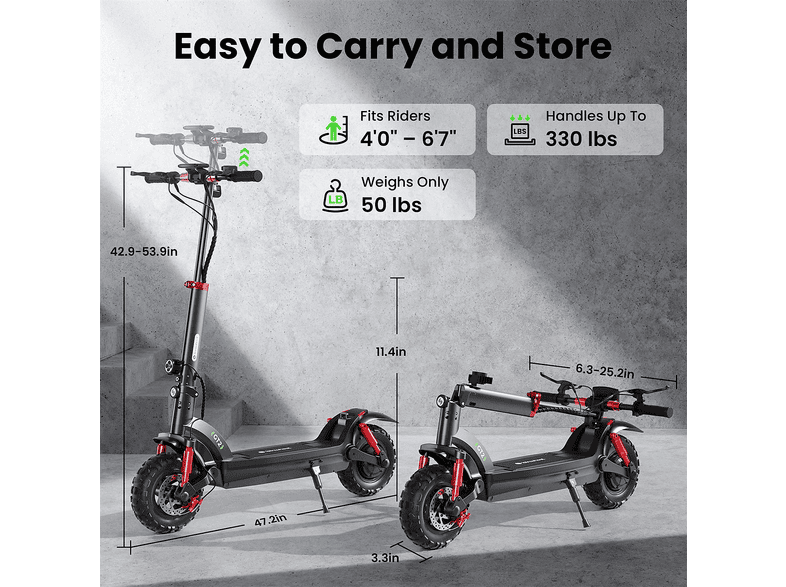 ISINWHEEL GT2 DGT-Negro — Patinete eléctrico, Pot. máx. 950 W, Carga máx. 150 kg, 720 Wh, vista 4