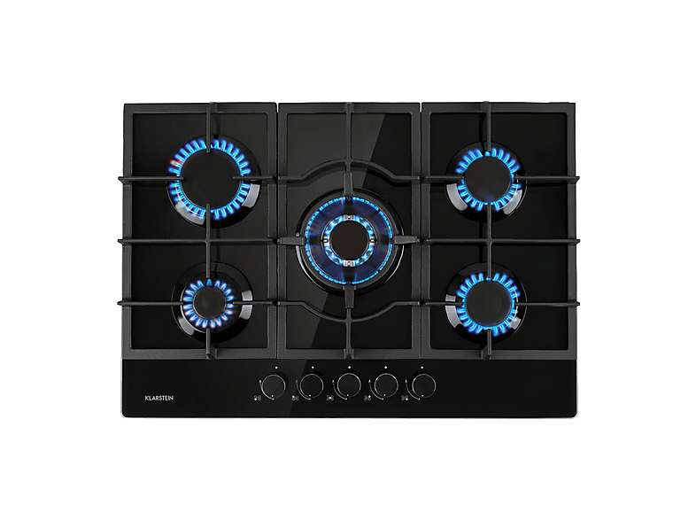 KLARSTEIN Ignito 5 — Placa de gas, 75 cm, Negro, 5 zonas