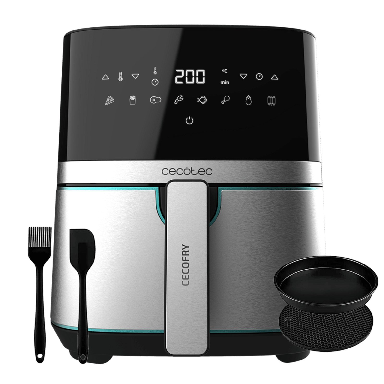 CECOTEC Cecofry Full Inox Pro 5500 — Freidora de aire, 1700 W, 5,5 l, Acero inoxidable, Con accesorios