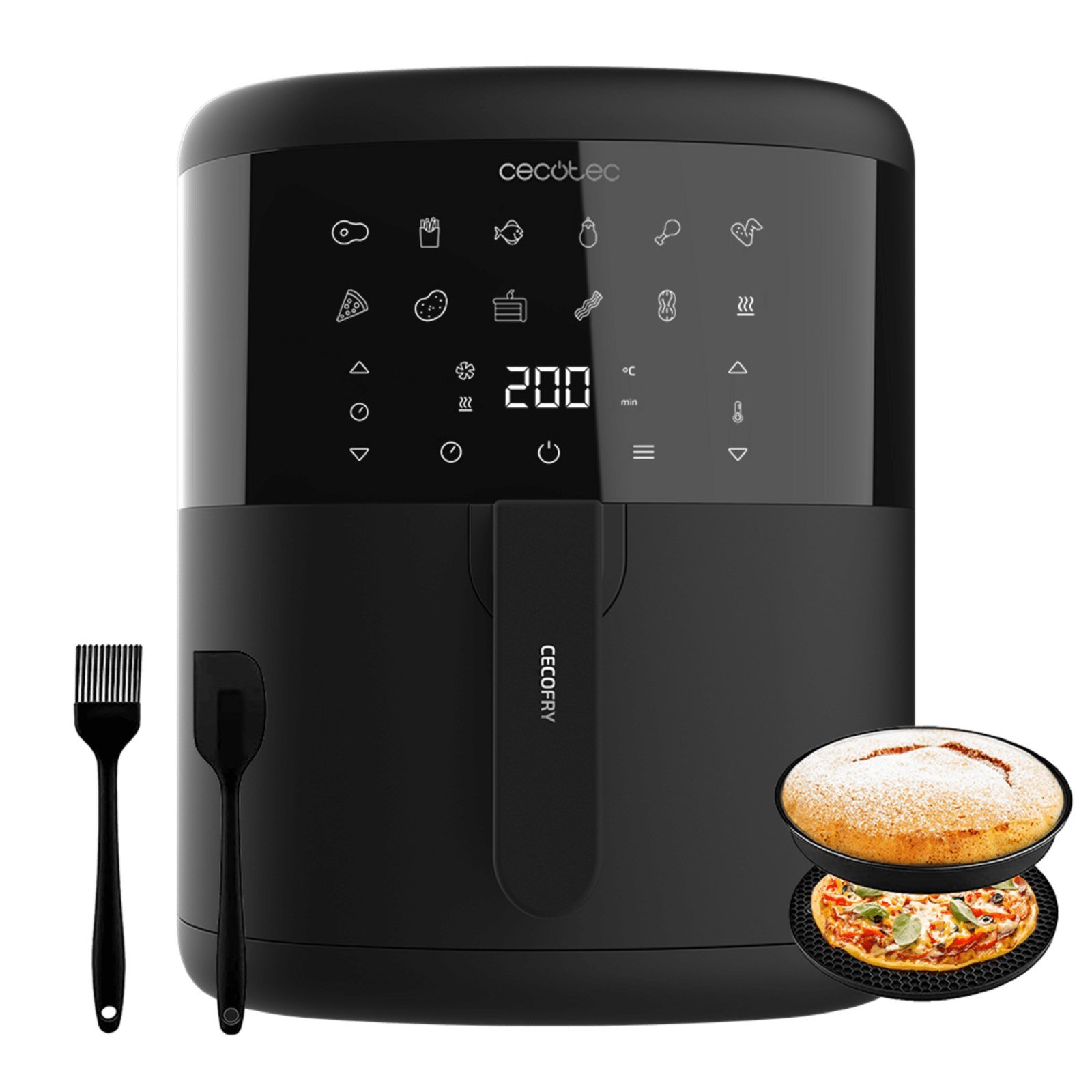 CECOTEC Cecofry Bombastik 6000 Full — Freidora de aire, 1700 W, 6 l, Negro, Con accesorios