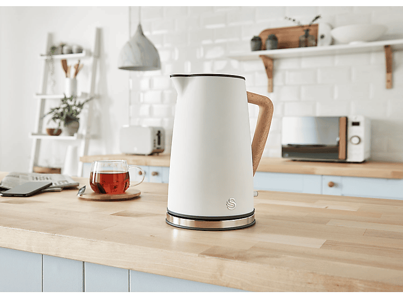 SWAN STRP1060WHTNEU — Set Desayuno, Hervidor Agua 1,7L, Microondas 20L Digi, 900 W, Blanco, vista 4
