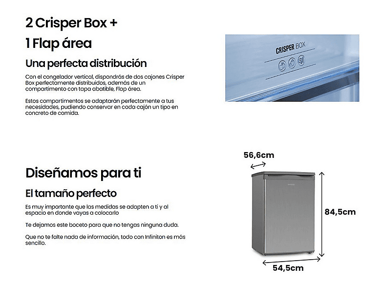 INFINITON CV-A82I — Congelador vertical, 85 cm, Inox, vista 7