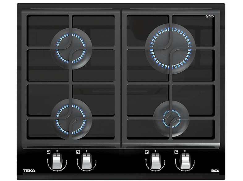 TEKA 112570027 CTGAS GZC 64300 XBN — Placa de gas, 600 mm, Negro, 4 zonas, Gas butano