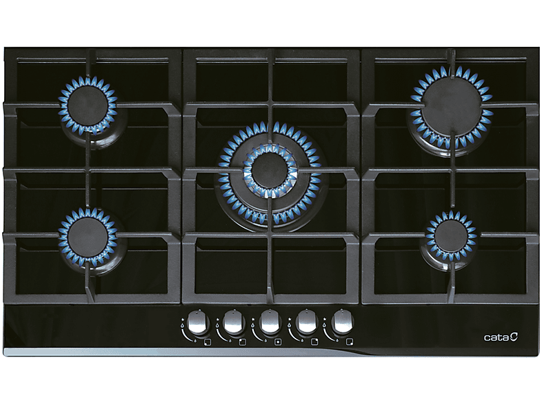 CATA LCI 9041 BK 8005404 — Placa de gas, 87,4 cm, Negro, 5 zonas, Butano o Natural