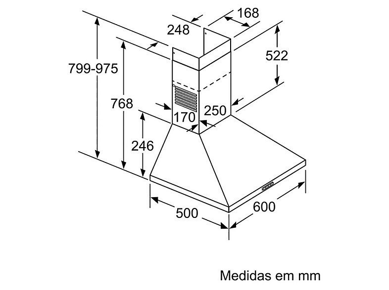BALAY 3BC666MX — Campana decorativa, 3 velocidades, 570 m³/h, 600 mm, Inox, vista 6