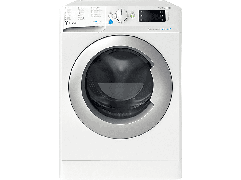 INDESIT BDE 861483X WS SPT N — Lavadora secadora, 8 kg + 6 kg, Blanco, vista 2