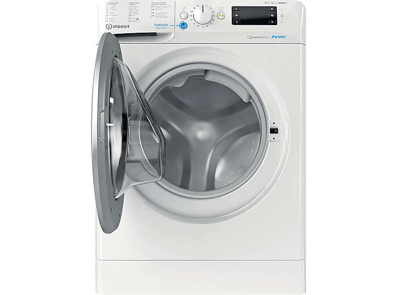 INDESIT BDE 861483X WS SPT N — Lavadora secadora, 8 kg + 6 kg, Blanco, vista 4