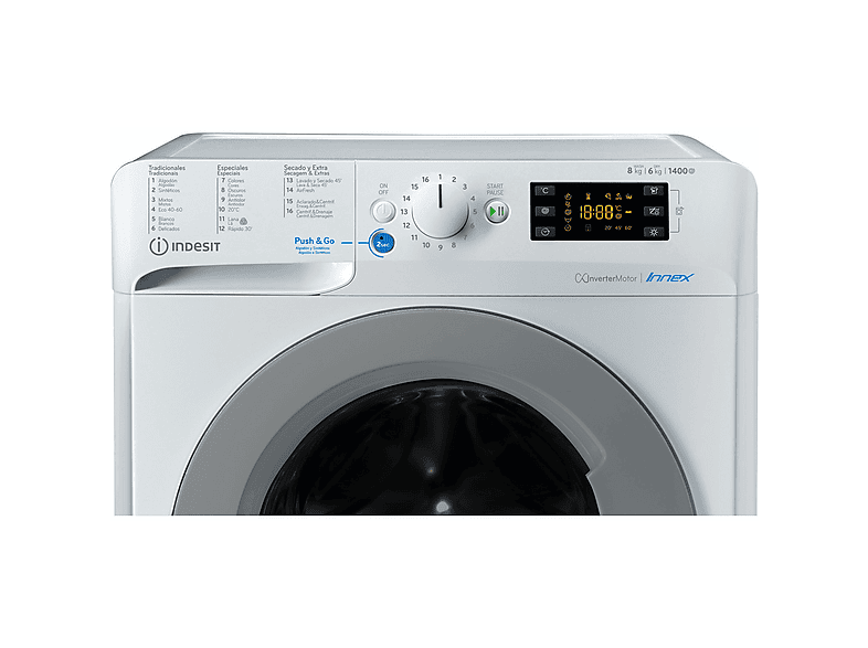 INDESIT BDE 861483X WS SPT N — Lavadora secadora, 8 kg + 6 kg, Blanco, vista 9
