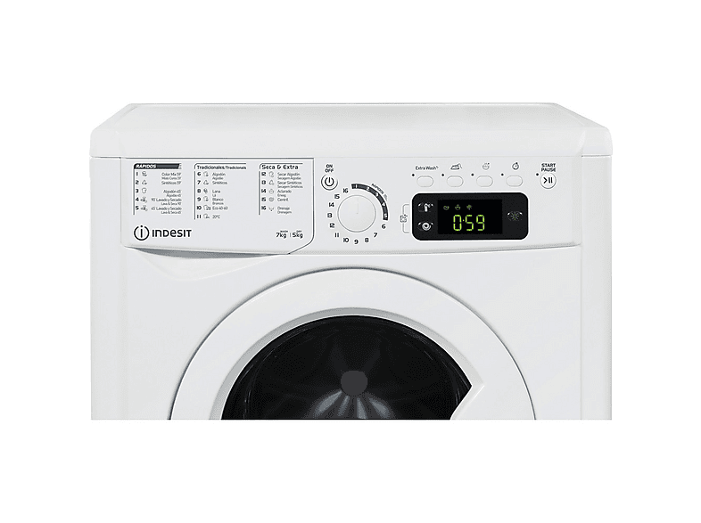 INDESIT EWDE 751251 W SPT N — Lavadora secadora, 7 kg + 5 kg, Blanco, vista 4