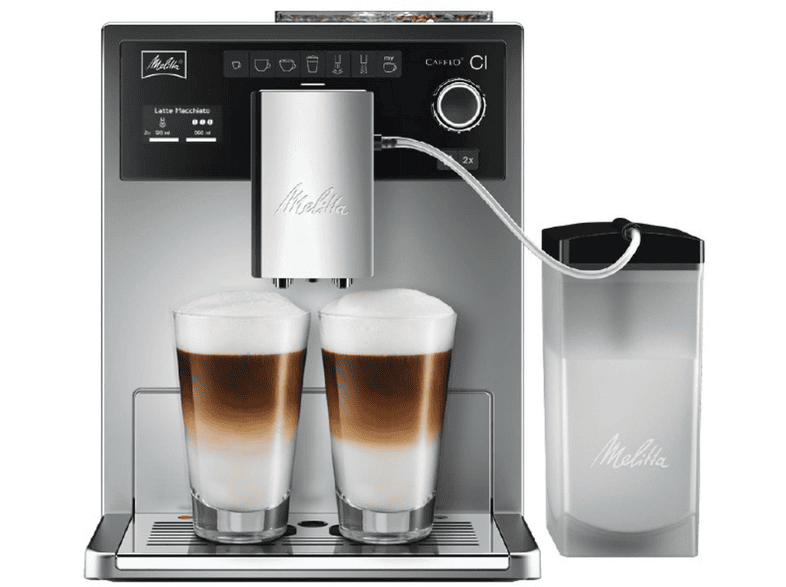 MELITTA E 970-101 CAFFEO CI SILVER — Cafetera superautomática, 1400 W, Plata, 15 bar, 1 l