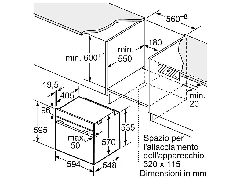 BOSCH HRA5380S1 — Horno convencional, 594 mm, Inox, 71 l, vista 8