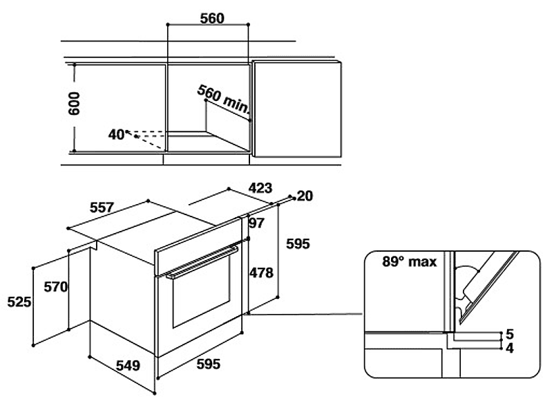 INDESIT IFW 6540 P IX — Horno pirolítico, Integrable, 551 mm, Inox, 66 l, vista 3