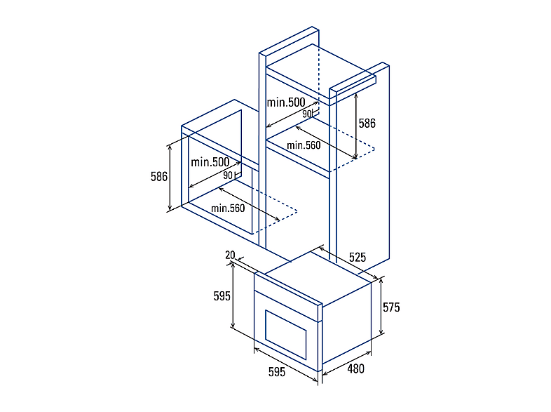 CATA CM 760 AS WH — Horno multifunción, Integrable, 59 cm, Blanco, 50 l, vista 3
