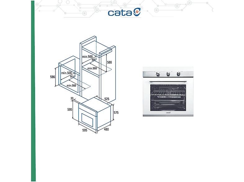 CATA CM 760 AS WH — Horno multifunción, Integrable, 59 cm, Blanco, 50 l, vista 9