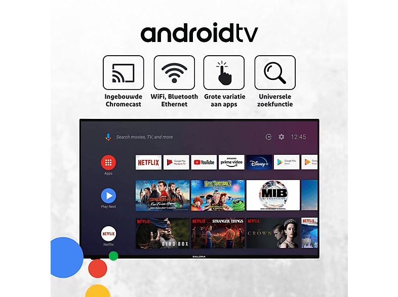 SALORA 50QLEDTV — TV QLED 50", Zwart, QLED 4K, Smart TV, DVB-T2 (H.265), vista 2