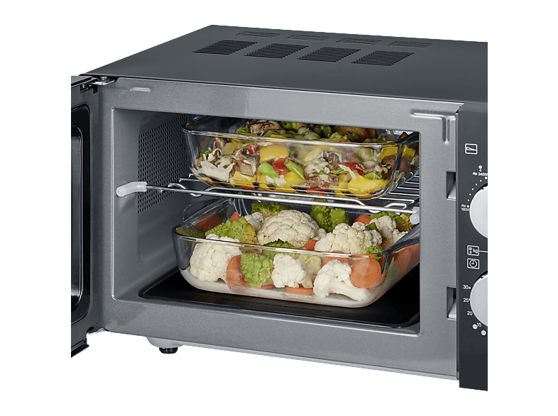 SEVERIN MW 7763 — Microondas con grill y base de vidrio, 1000 W, 10 potencia, 25 l, negro, vista 2