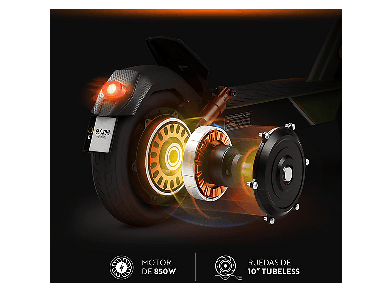OLSSON MAMBA LITE homologado DGT 35km autonomía — Patinete eléctrico, Pot. máx. 850 W, Carga máx. 120 kg, 10000 mAh, hasta 35 km autonomía, vista 4