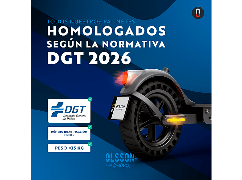 OLSSON MAMBA LITE homologado DGT 35km autonomía — Patinete eléctrico, Pot. máx. 850 W, Carga máx. 120 kg, 10000 mAh, hasta 35 km autonomía, vista 7