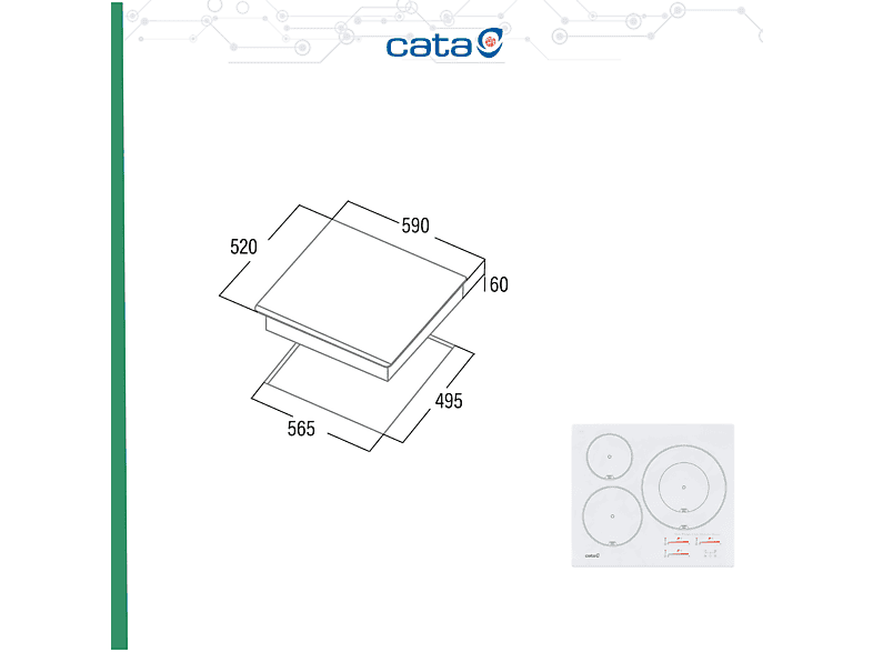 CATA INSB 6030 WH — Encimera inducción, 59 cm, Blanco, 3 zonas, vista 9